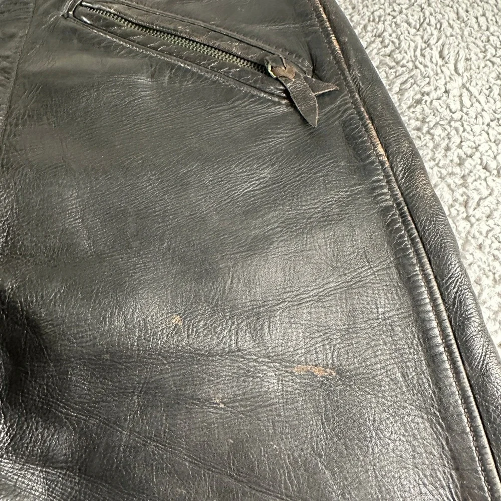 Vintage Langlitz Leathers Motorcycle Pants Mens 30 Black Conmatic Zip Biker 50's